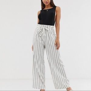 NWT ASOS DESIGN striped linen wide leg trousers